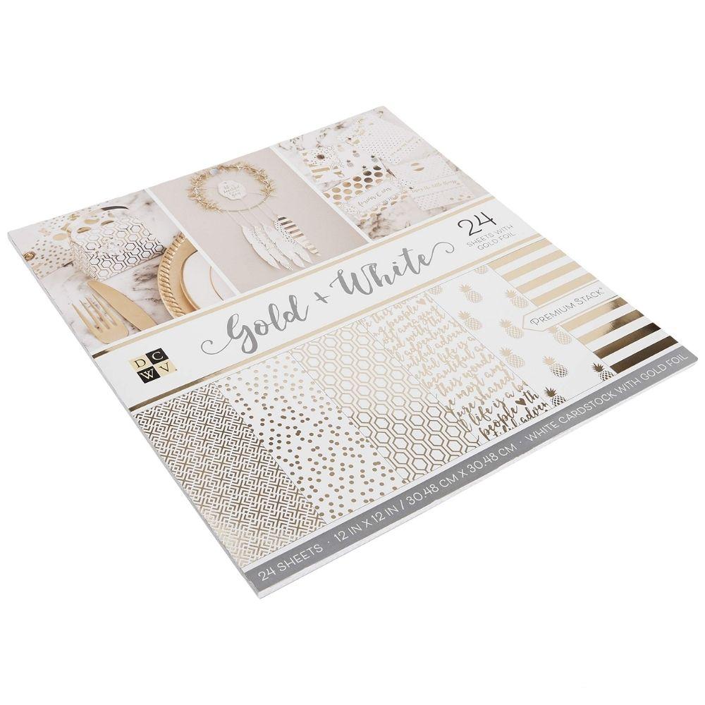 Cardstock Gold And White 12" / Block de Cartulina Dorado y Blanco Papel DCWV