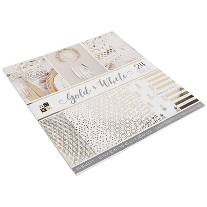 Cardstock Gold And White 12" / Block de Cartulina Dorado y Blanco Papel DCWV