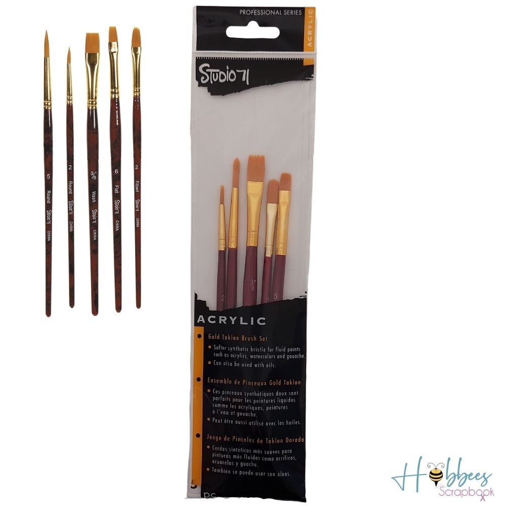 Studio 71 Golden Taklon Brush Set / Set de Pinceles Sintéticos Pinceles y Brochas Darice