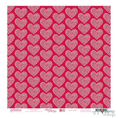 With Love Paper / 1 Hoja Cartulina Doble Cara Corazones Descontinuado Pebbles