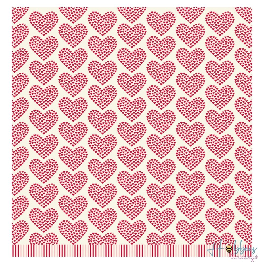 With Love Paper / 1 Hoja Cartulina Doble Cara Corazones Descontinuado Pebbles