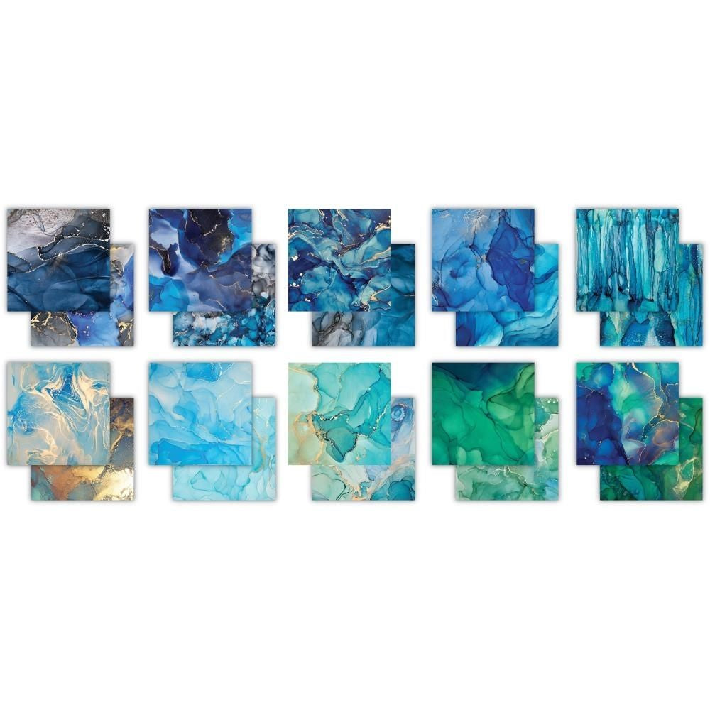 Double-Sided Paper Pad 6" Ink Drops Ocean / Block Papel Doble Cara Papel Craft Consortium