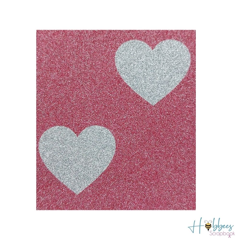 Rouge Hearts Glitter Paper / 1 Hoja de Papel Glitter de Corazones Descontinuado American Crafts