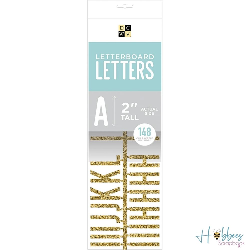 DC Letterboard 2" Letters Glitter Gold / Letras Purpurina Dorada Para Tablero Tableros DCWV