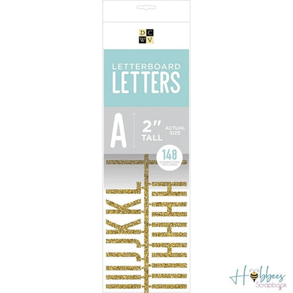 DC Letterboard 2" Letters Glitter Gold / Letras Purpurina Dorada Para Tablero Tableros DCWV