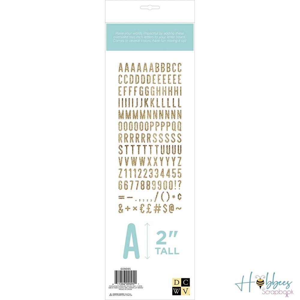 DC Letterboard 2" Letters Glitter Gold / Letras Purpurina Dorada Para Tablero Tableros DCWV