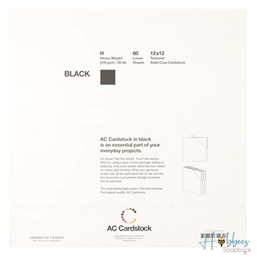 Black Cardstock Pack 12"  / Paquete de Cartulina Negra Papel American Crafts