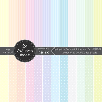 Springtime Bouquet Stripes Cardstock / Cartulina Doble Cara 6x6 Descontinuado Memory Box
