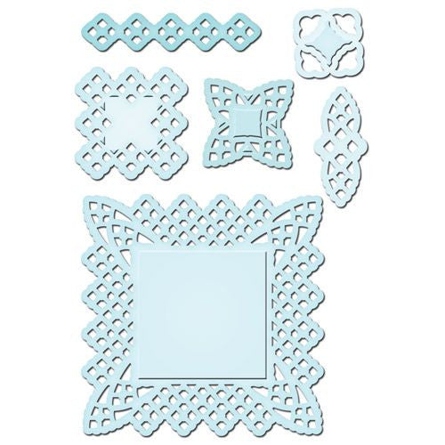 Suaje de Corte de Cuadro con Encaje y Borde / Lace Doily Motifs Dados de Corte / Suajes / Troqueles Spellbinders