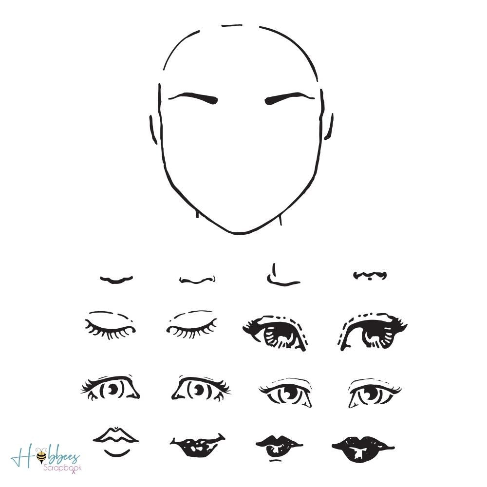 Acrylic Stamps Face, Eyes, Lips / Sellos de Acrílico Rostro, Ojos y Labios Descontinuado Jane Davenport