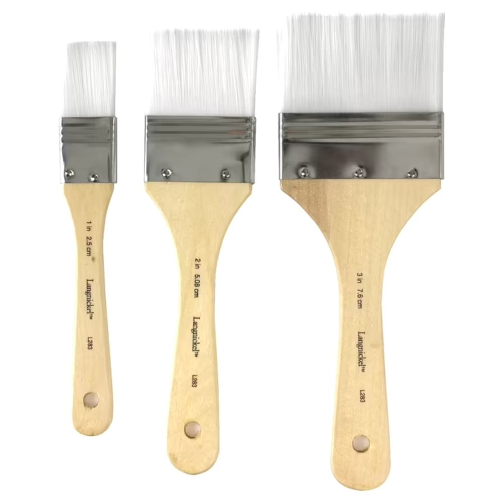 White Taklon Flat Brush Set / Set 3 Brochas Cerdas Sintéticas Pinceles y Brochas Royal Langnickel