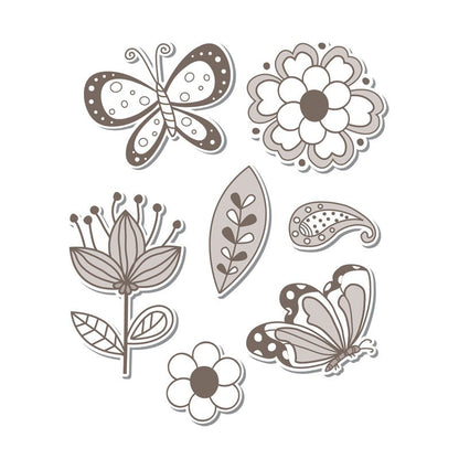 Flower Butterflies Dies &amp; Stamp / Set de Suajes y Sellos Flores y Mariposas Descontinuado Sizzix