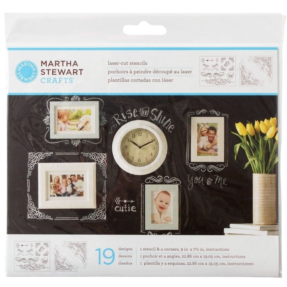 Calligraphic Corners / 3 Esténciles Decorativos Esténciles / Plantillas Martha Stewart
