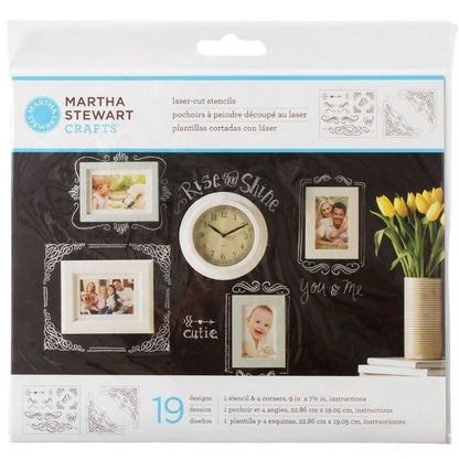Calligraphic Corners / 3 Esténciles Decorativos Esténciles / Plantillas Martha Stewart
