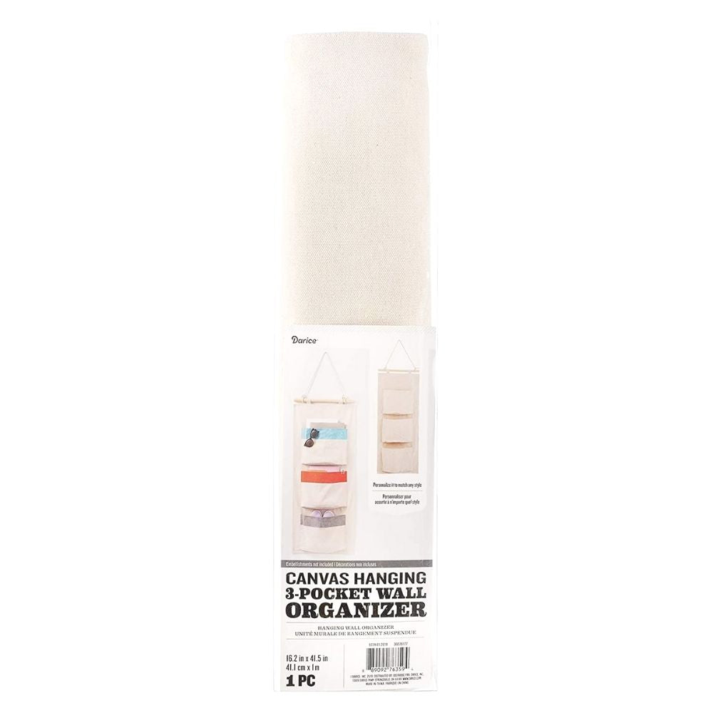 Canvas 3 Pockets Wall Organizer / Organizador de Loneta Almacenamiento y Organización Darice