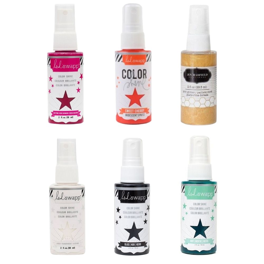 Color Shine Pack 3  / Kit de 6 Tintas en Spray con Brillitos Descontinuado Heidi Swapp