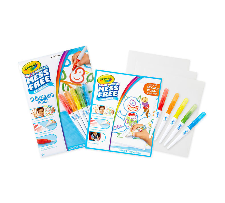 Color Wonder Mess Free Paintbrush Pens / Cuaderno de Hojas y Plumones Mágicos Manualidades para Niños Crayola
