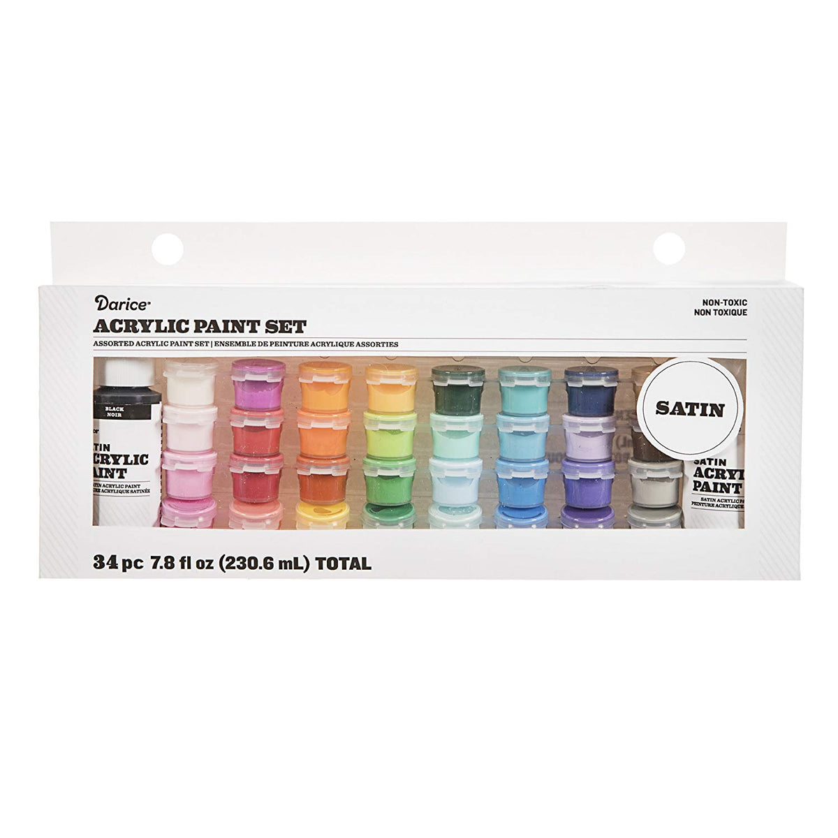 Acrylic Paint Pot Set 34 Pc. Satin / 34 Botecitos de Pintura Acrílica Satinada Descontinuado Darice
