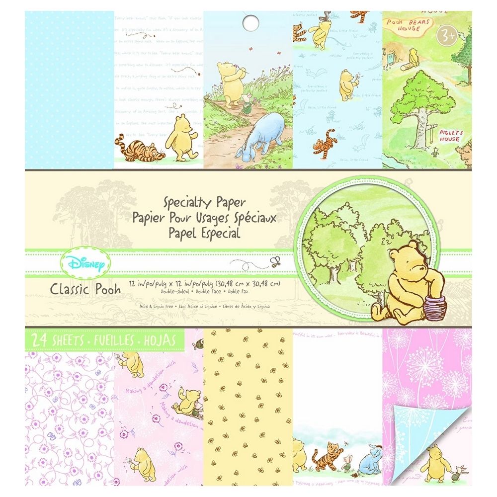 Disney Specialty Paper Pad Classic Pooh / 24 Hojas de Papel 12 x 12 Descontinuado Ek Success