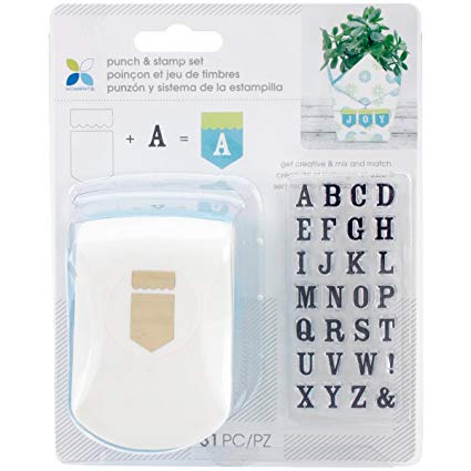 Punch &amp; Stamp Set / Perforadora y Set de Sellos Alfabeto Descontinuado Momenta