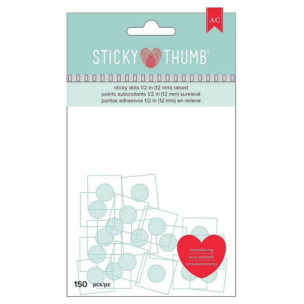 Raised Sticky Dots 1/2" / 150 Puntos Adhesivos en Relieve 12 mm Adhesivos / Pegamentos American Crafts
