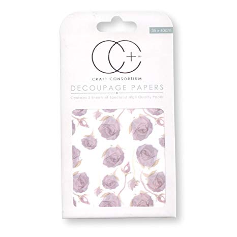 Découpage Papers Lilac Roses / Papel para Decoupage Rosas Lilas Descontinuado Craft Consortium