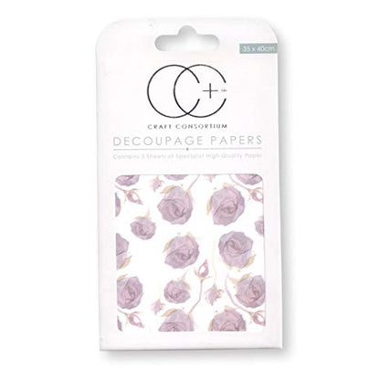 Découpage Papers Lilac Roses / Papel para Decoupage Rosas Lilas Descontinuado Craft Consortium
