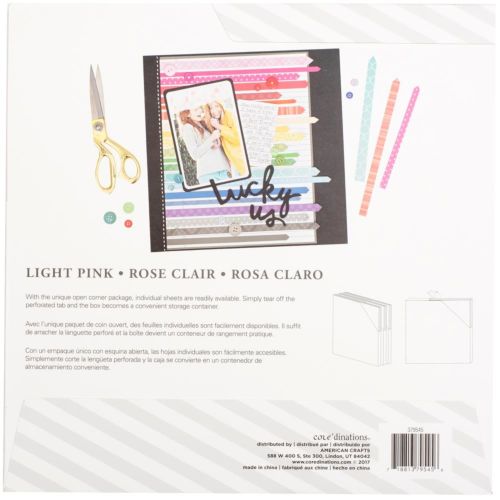 Light Pink Patterned Cardstock / Cartulina Decorada Rosa Claro 60 Hojas Descontinuado Core&
