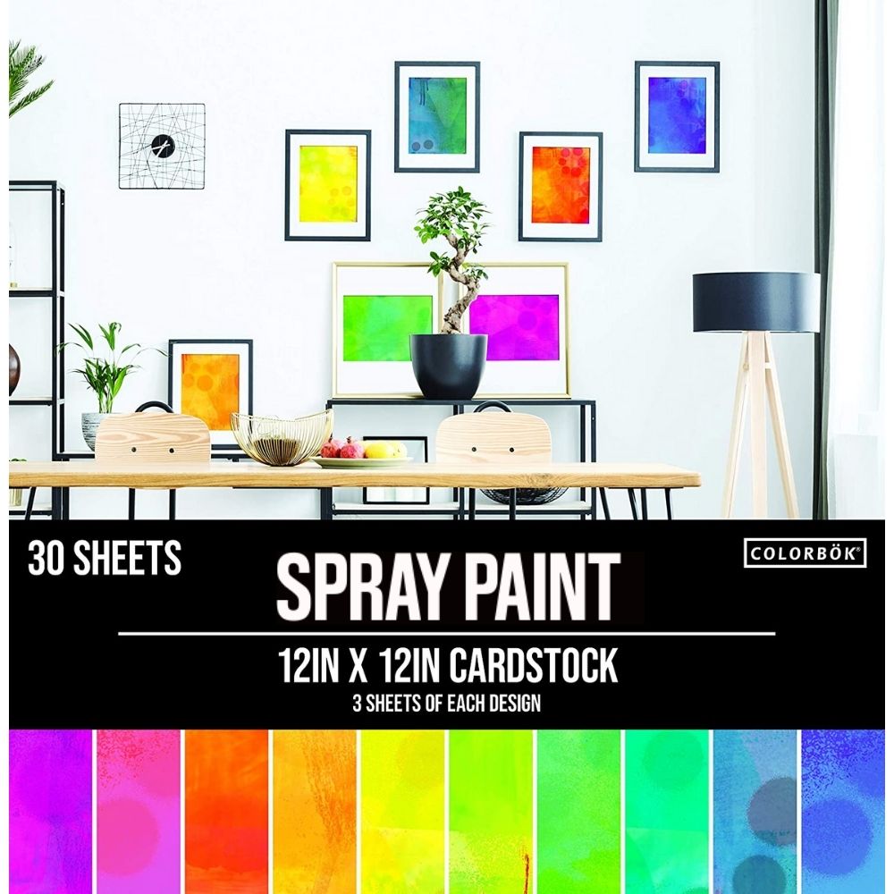 Spray Paint Cardstock / Block de Cartulina Colores Aerosol 12" Papel Colorbok