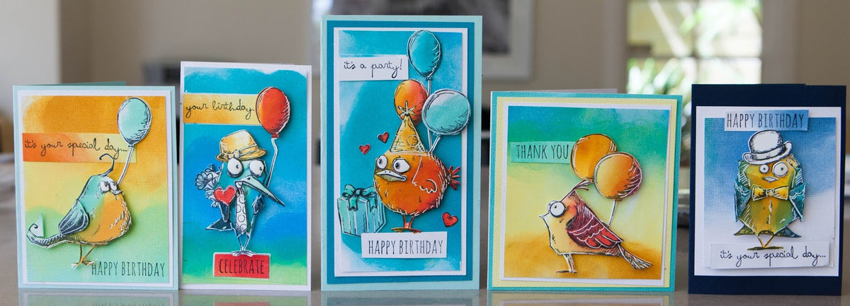 Cling Rubber Stamps Bird Crazy / Sello Cling Pájaros Locos Descontinuado Sizzix