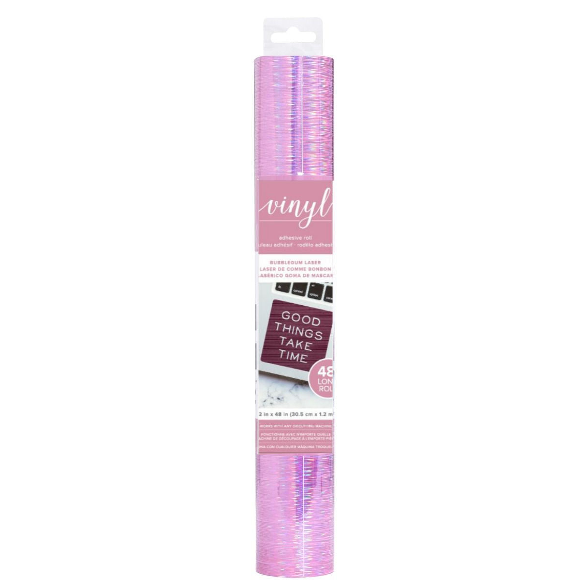 Adhesive Vinyl Holographic Bubblegum / Vinil Adhesivo Holografico Rosa Descontinuado American Crafts